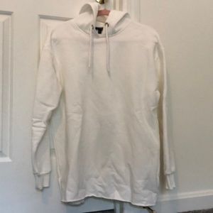 Topshop White Hoodie with Raw Hem